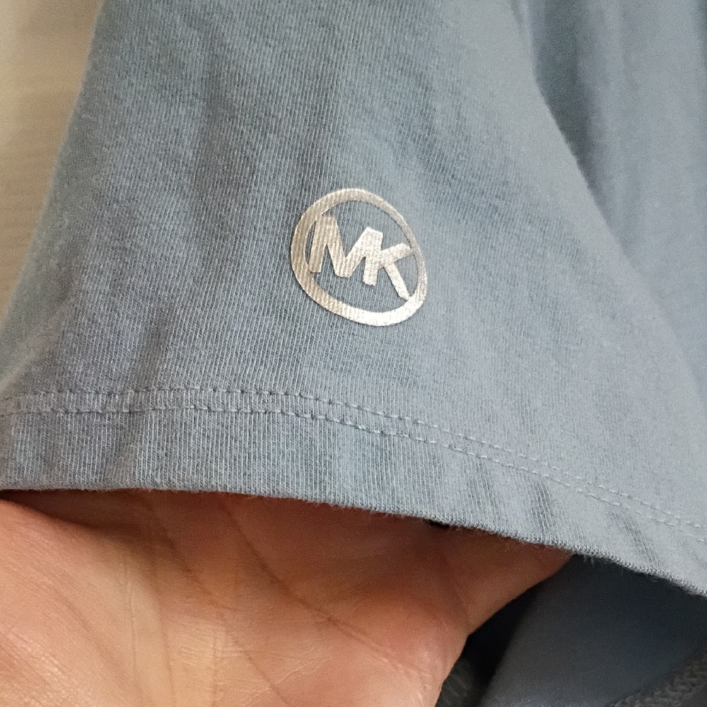 Michael Kors Light Blue Short Sleeve Polo Zip Top - Picture 6 of 6